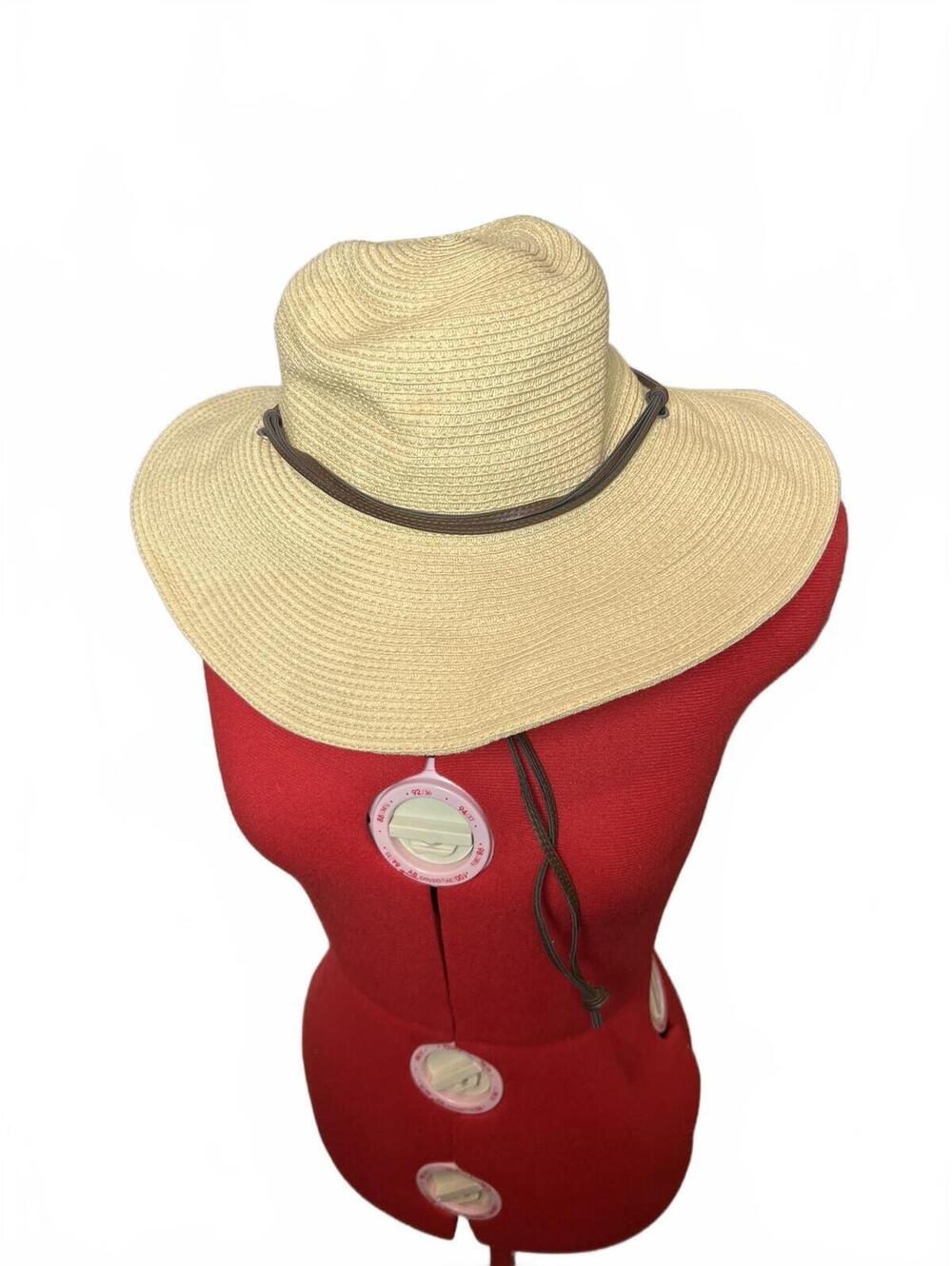 Columbia Wide Brim Straw Fishing Sun Hat with Adjustable Chin Strap